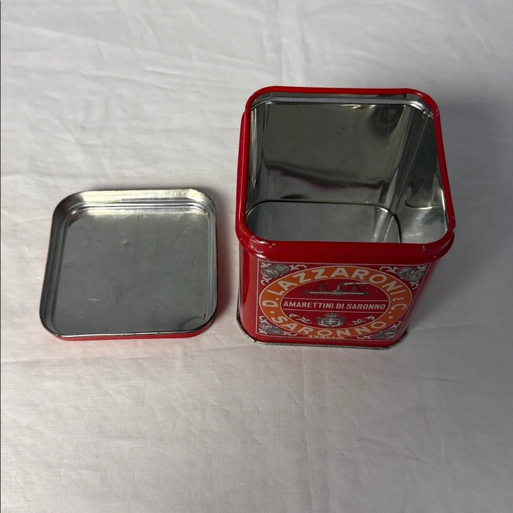 Lazzaroni Amaretti Di Saronno Tin Italy Red Vintage Cookie Tin